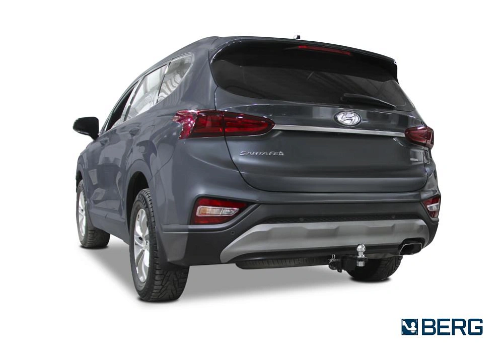 Фаркоп на Hyundai Santa Fe 2012-2018. Требуется подрезка бампера. Тип шара: E. Нагрузки: 2500/100 кг, масса фаркопа 20,5 кг (без электрики в комплекте)