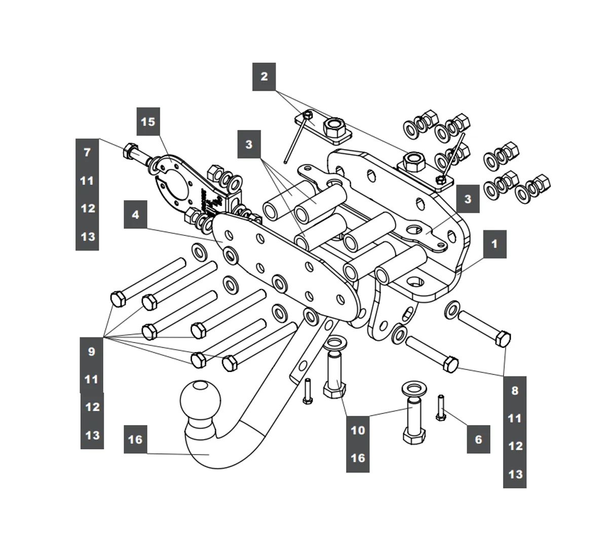 Фаркоп на Toyota Land Cruiser 200 2007-2021, Lexus LX 2007-2022. Невидимая подрезка бампера. Тип шара: A. Нагрузки: 3500/140 кг, масса фаркопа 10,7 кг (без электрики в комплекте)