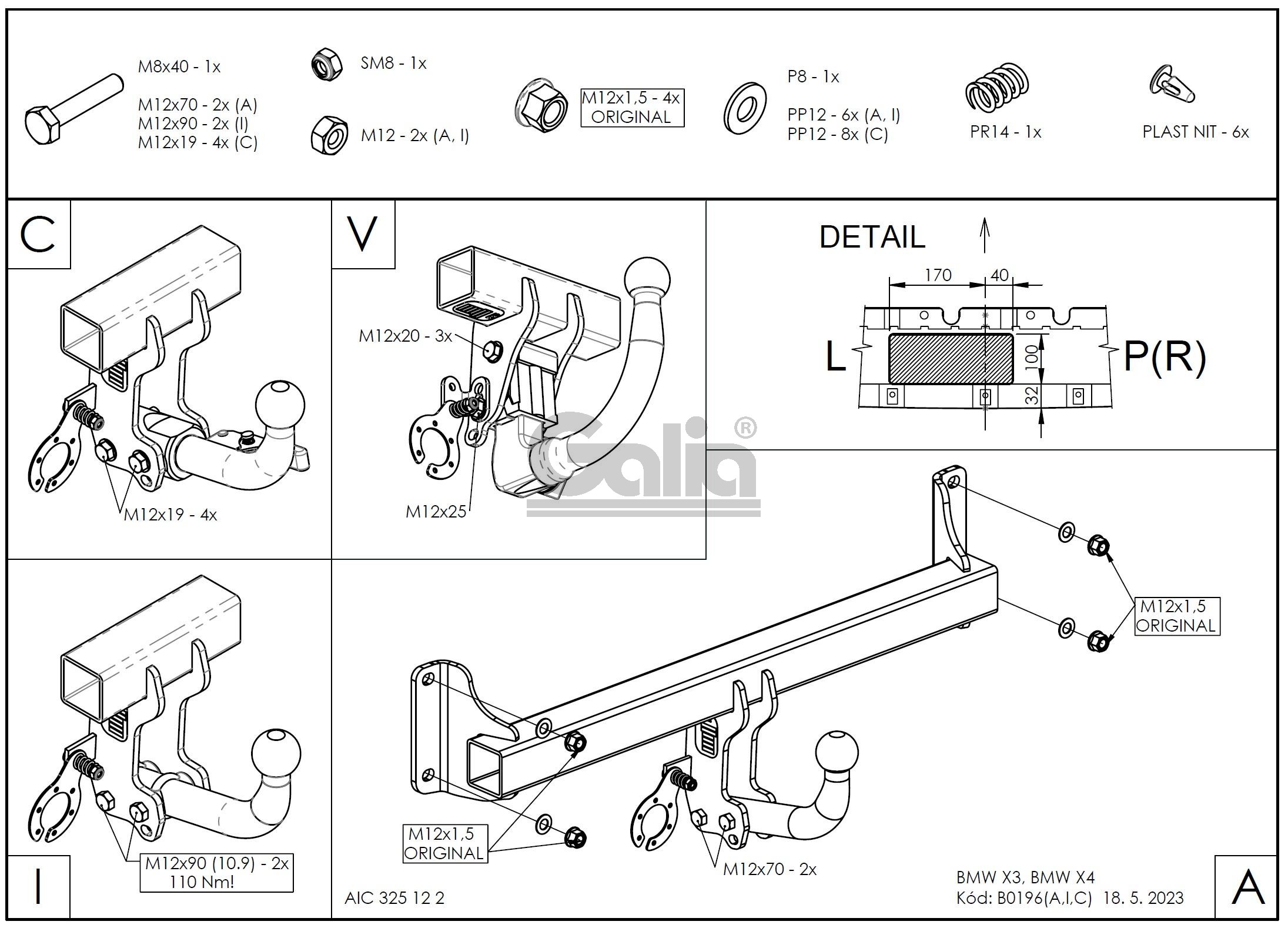 Полностью оцинкованный фаркоп на BMW X3 F25 2010-2017, BMW X4 F26 2014-2018, кроме моделей с M-пакетом. Подрозетник убирается за бампер. Тип шара: AV (вертикальное быстросъемное крепление шара на ключе). Установка без выреза бампера. Нагрузки: 2400/100 кг, масса фаркопа 13,67 кг