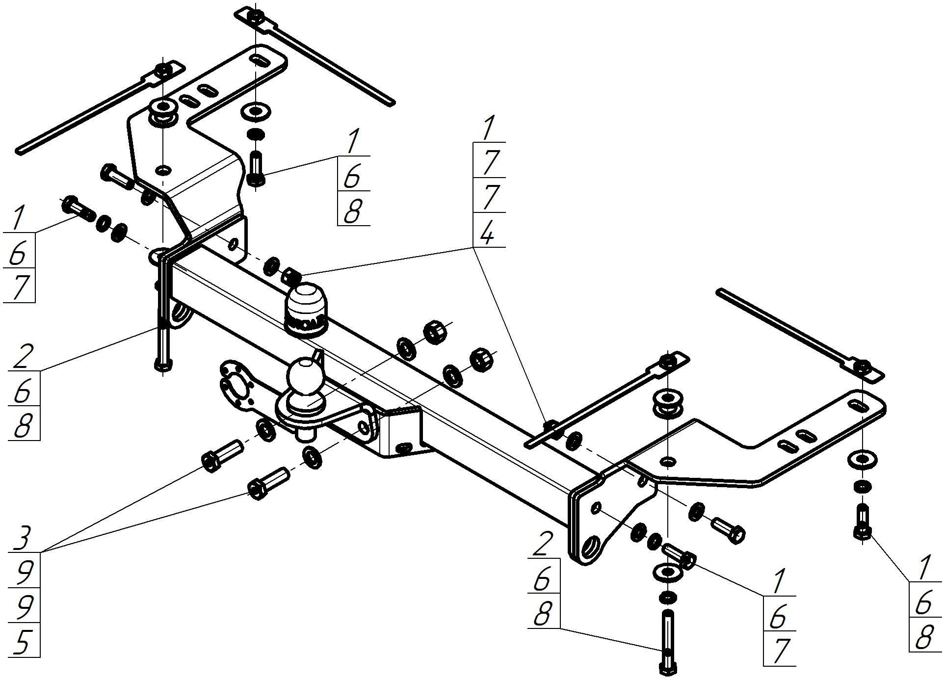 Полностью оцинкованный фаркоп на Toyota Land Cruiser 200 2007-2021 (кроме комплектаций Excalibur и Executive), Lexus LX 2007-2021 без выреза в бампере. Тип шара: FE. Нагрузки: 2000/120 кг, масса фаркопа 18,9 кг (без электрики в комплекте)
